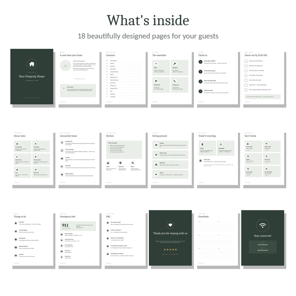 Sample pages of the welcome book