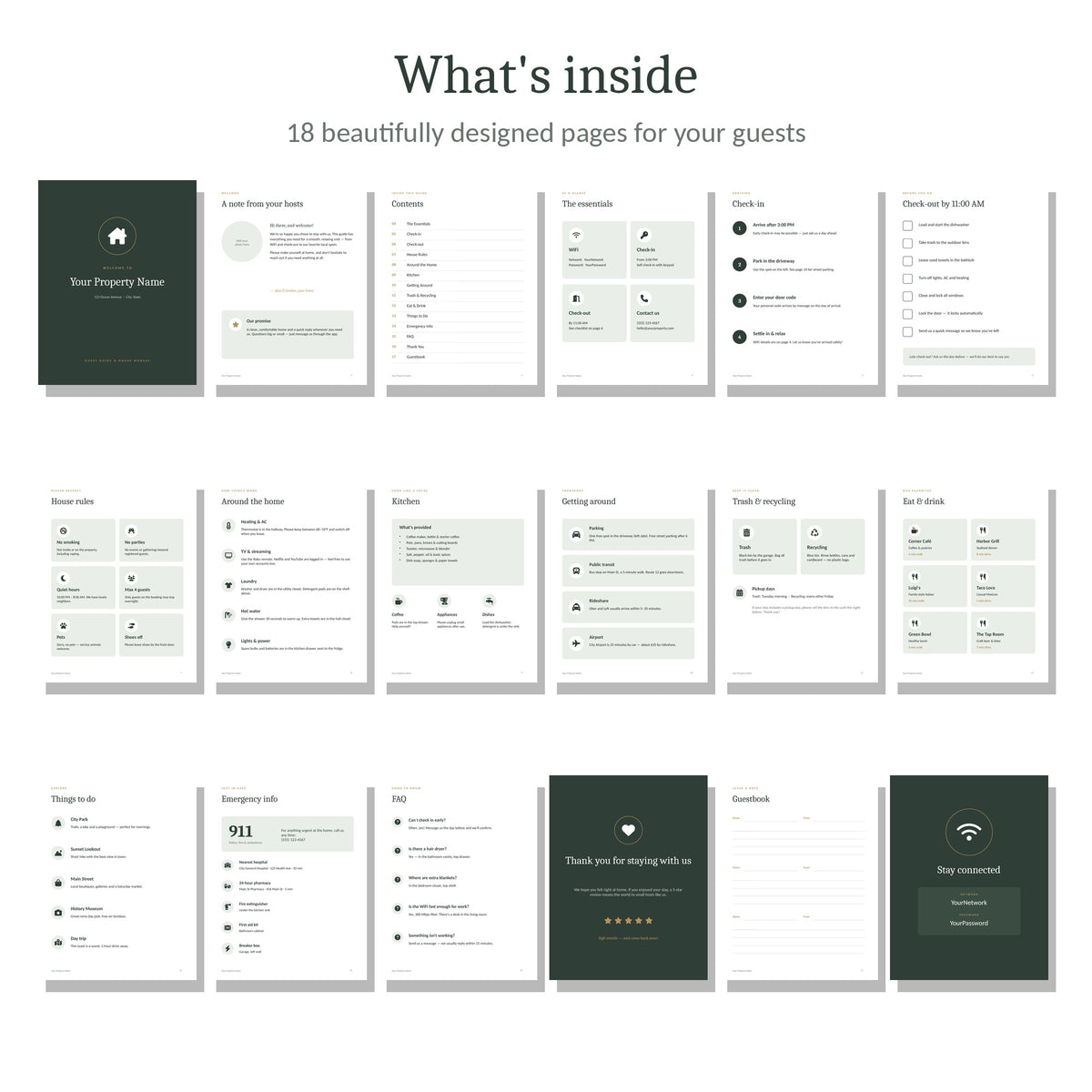 Sample pages of the welcome book