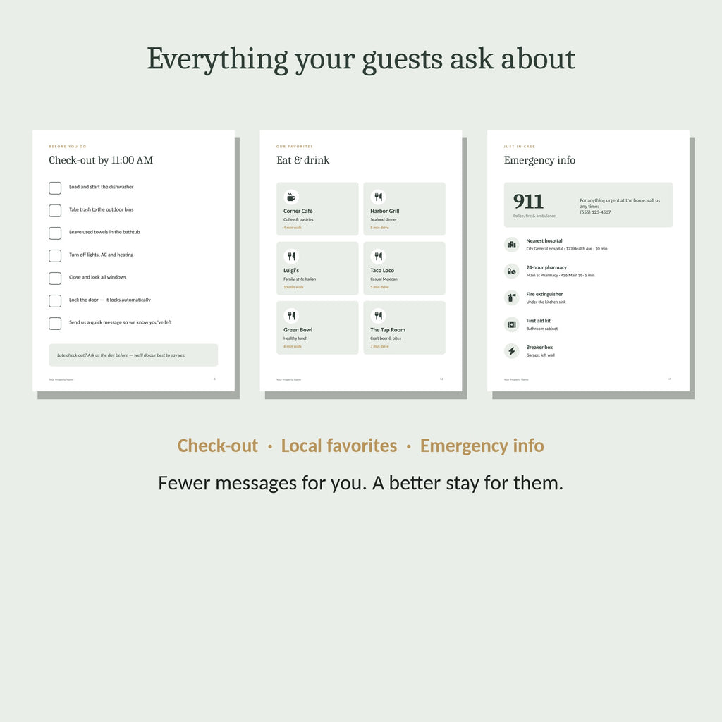 What's inside the 18-page welcome book template