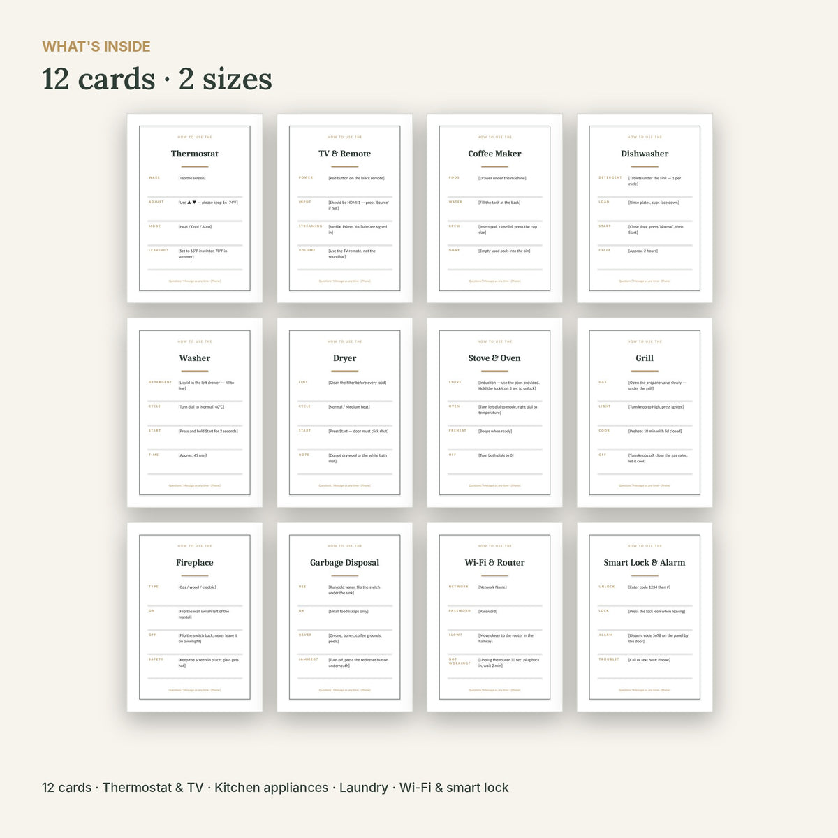 Airbnb Appliance Instruction Cards – 12 Editable How-To Signs, No Canva – what's inside