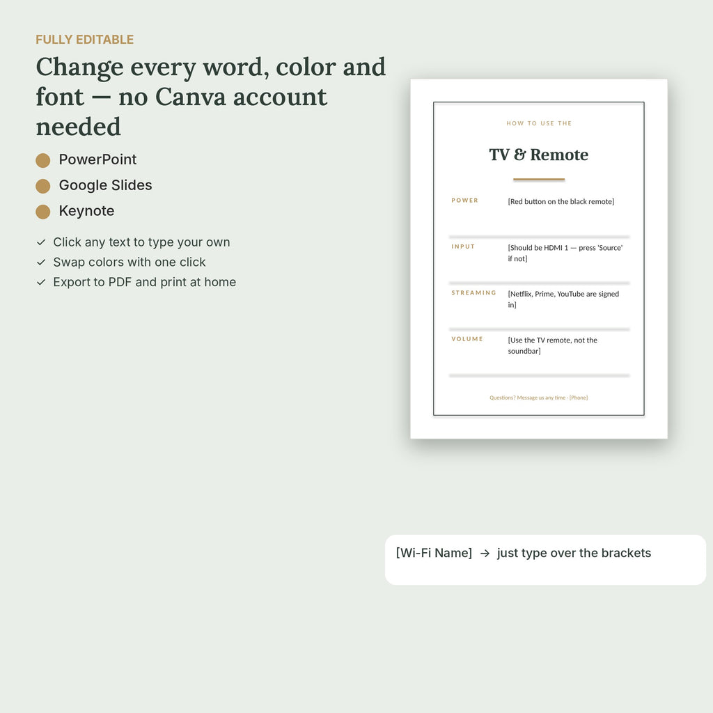 Airbnb Appliance Instruction Cards – 12 Editable How-To Signs, No Canva – fully editable, no Canva needed