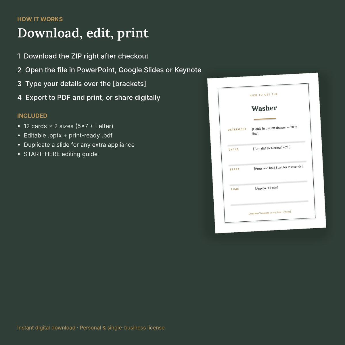 Airbnb Appliance Instruction Cards – 12 Editable How-To Signs, No Canva – how it works