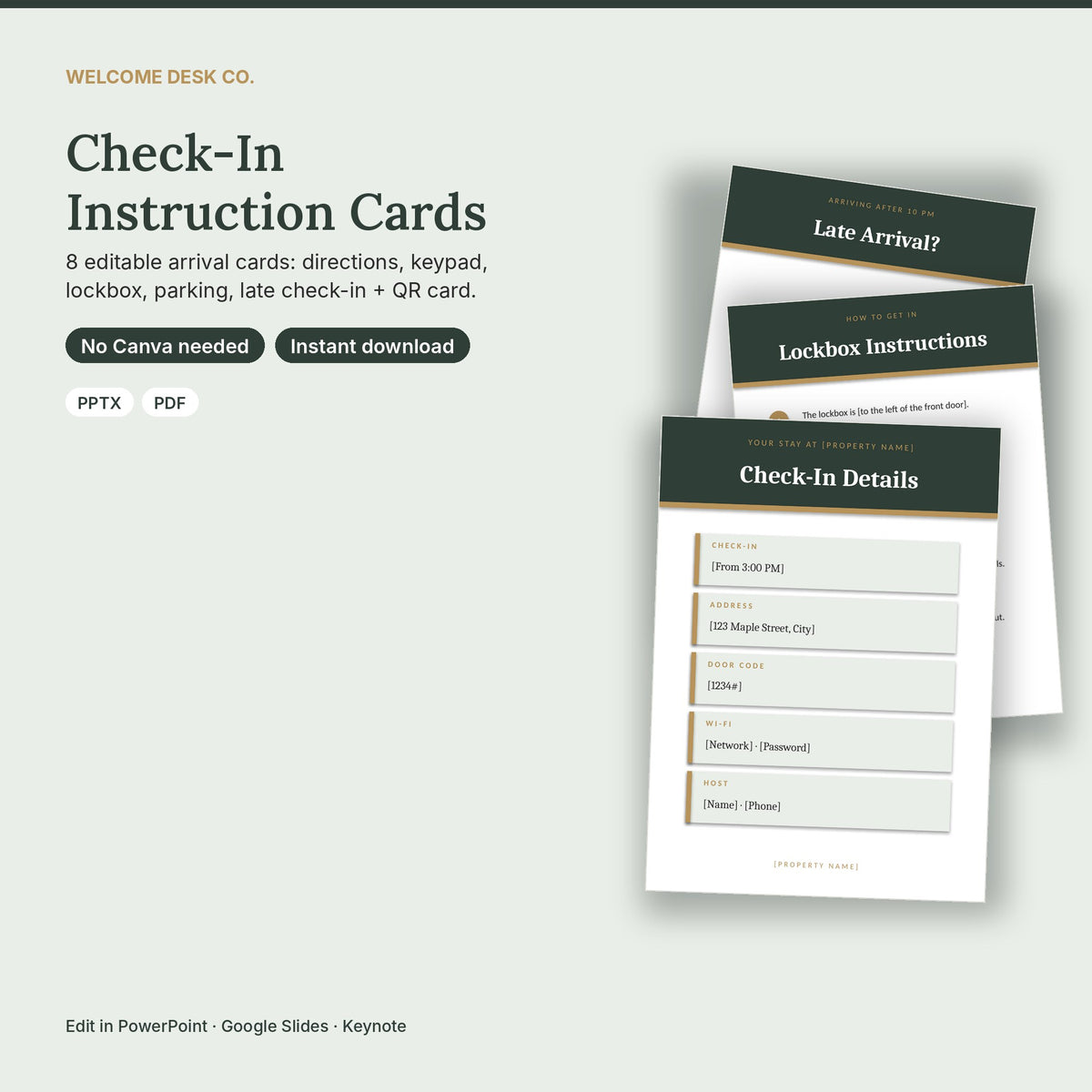 Airbnb Check-In Instructions Cards – 8 Editable, No Canva