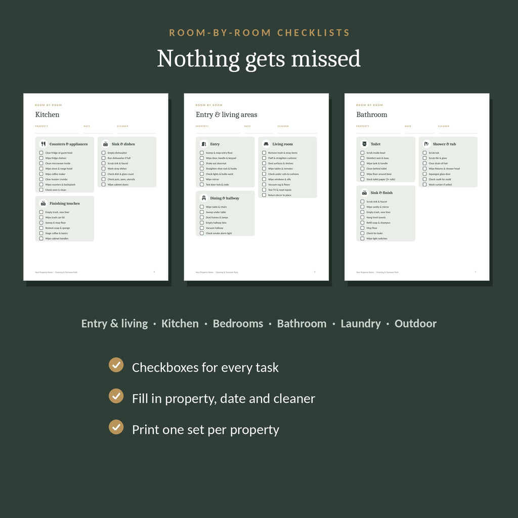 Room by room checklists
