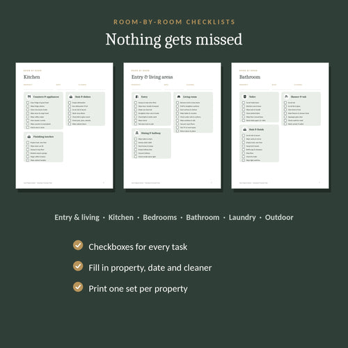 Room by room checklists