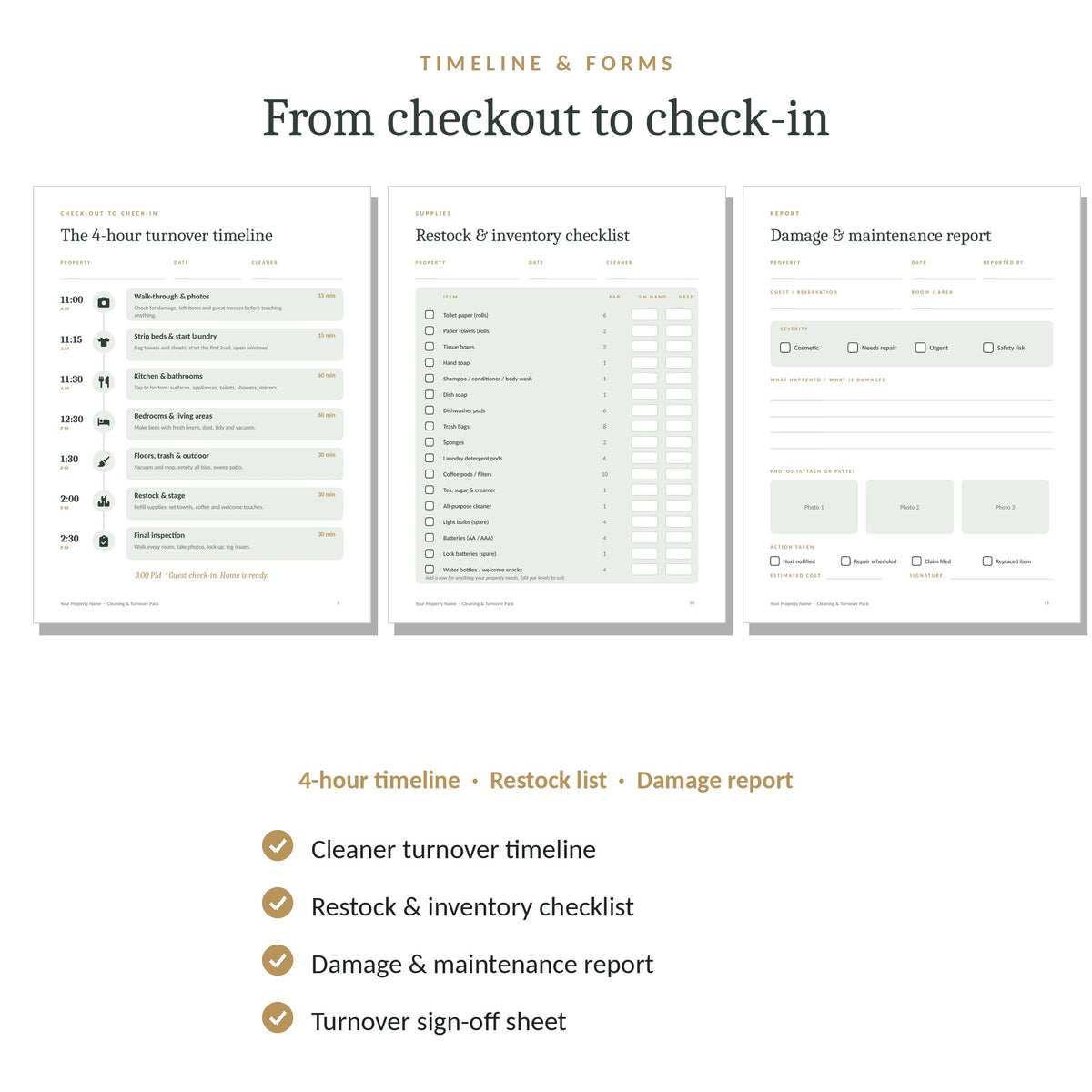 Turnover timeline and forms