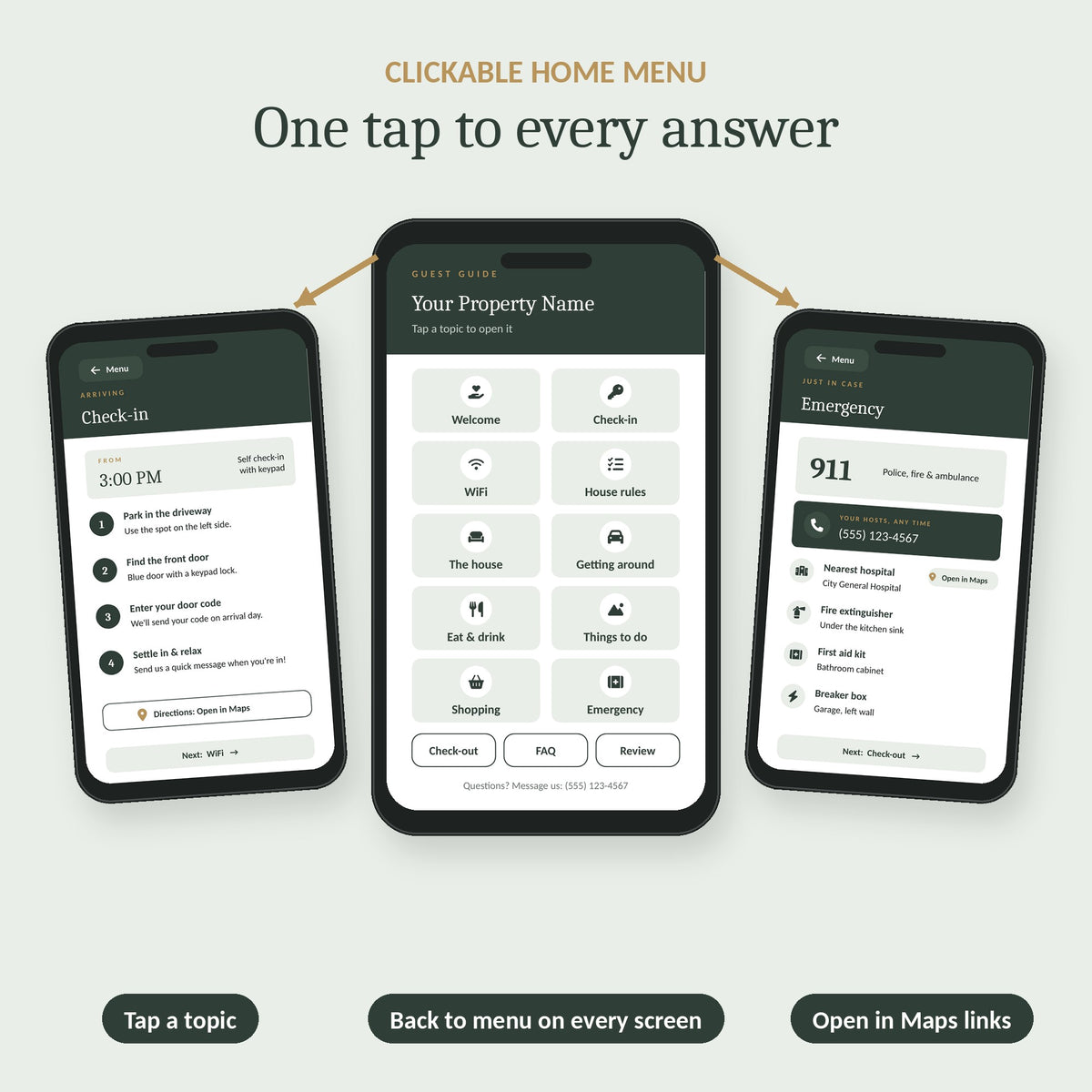 Clickable home menu of the mobile welcome book