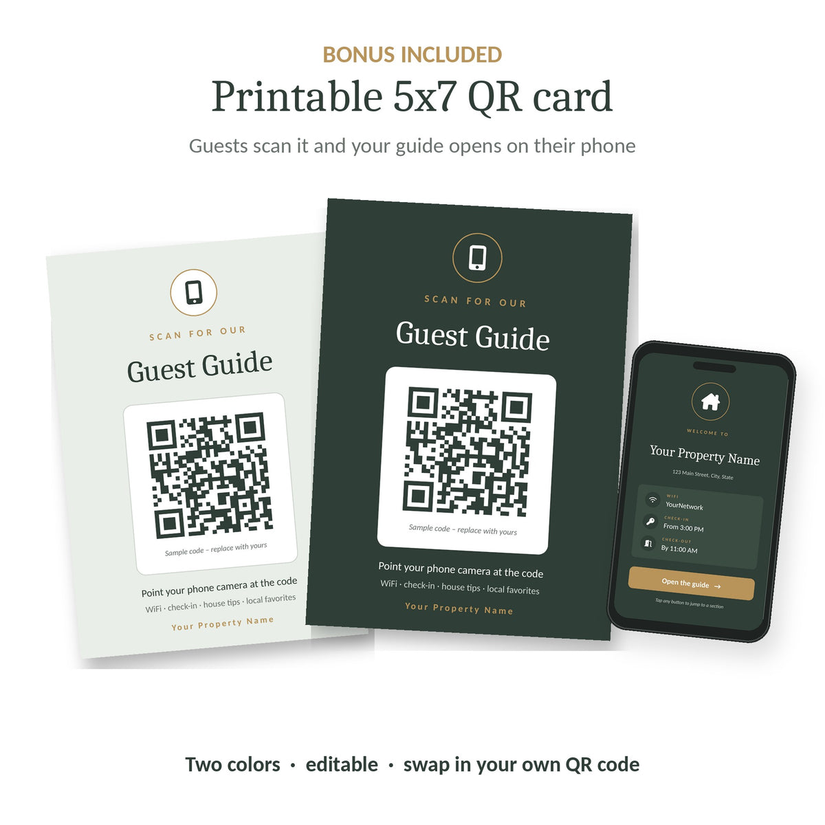 Bonus printable QR code card for the guest guide