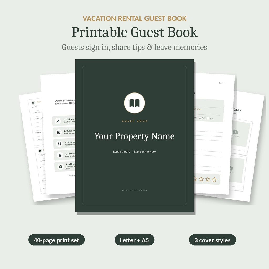 Airbnb guest book printable – vacation rental guest sign-in book