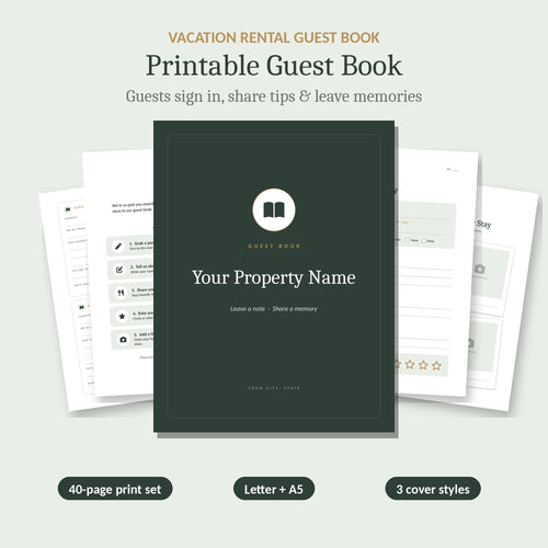 Airbnb guest book printable – vacation rental guest sign-in book