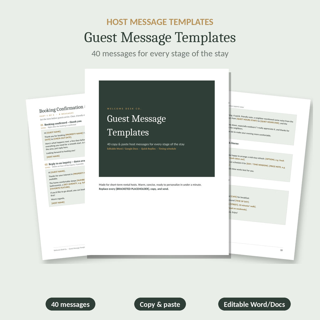 Guest message templates, 40 host messages