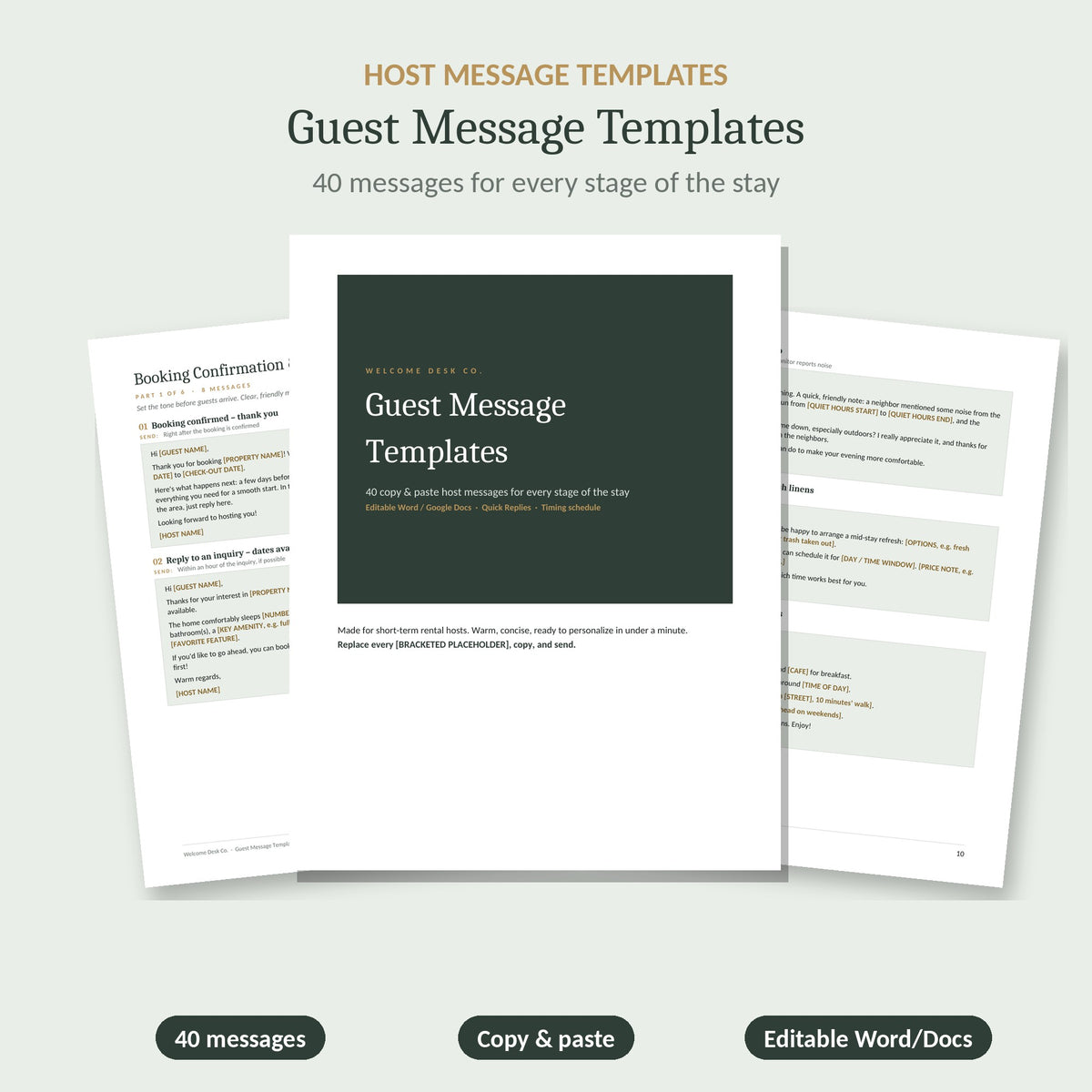 Guest message templates, 40 host messages