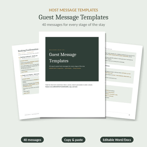 Guest message templates, 40 host messages