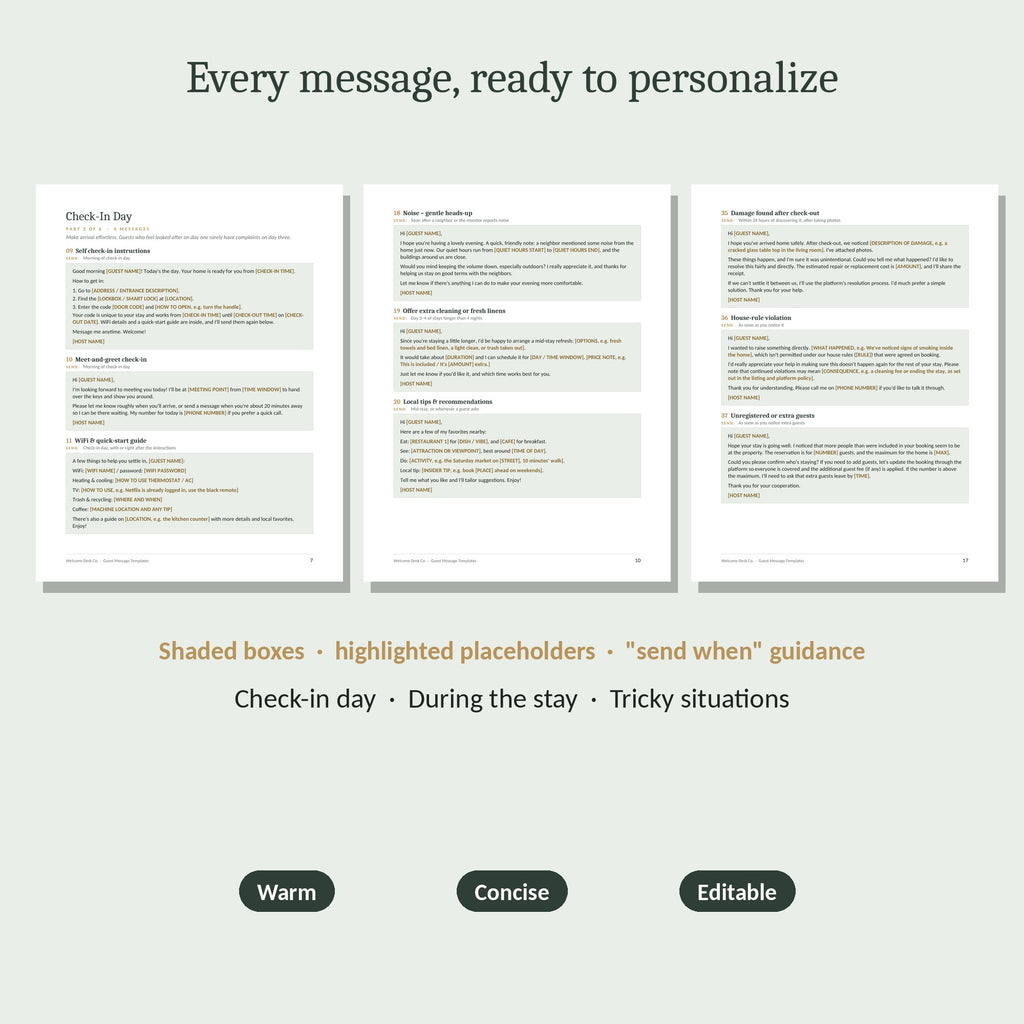 Sample message pages