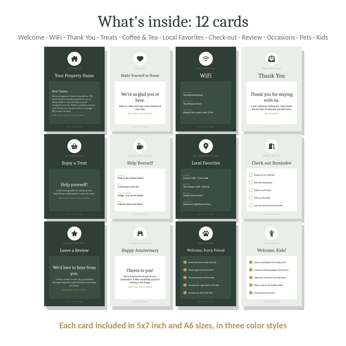 All 12 welcome and thank-you cards