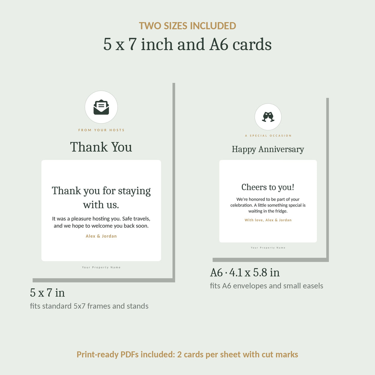 Two sizes: 5x7 and A6