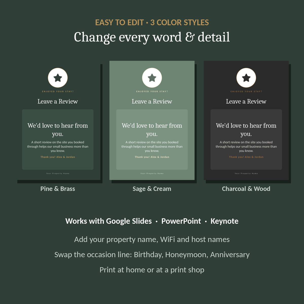 Editable with three color styles