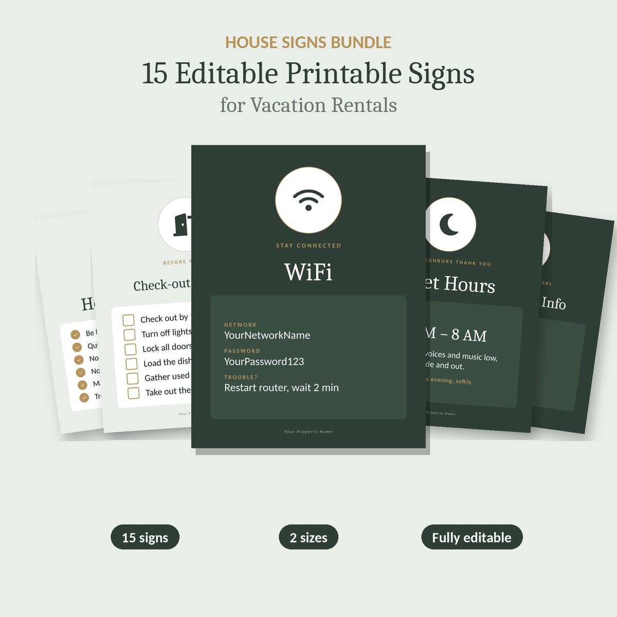 House signs bundle, 15 editable printable signs