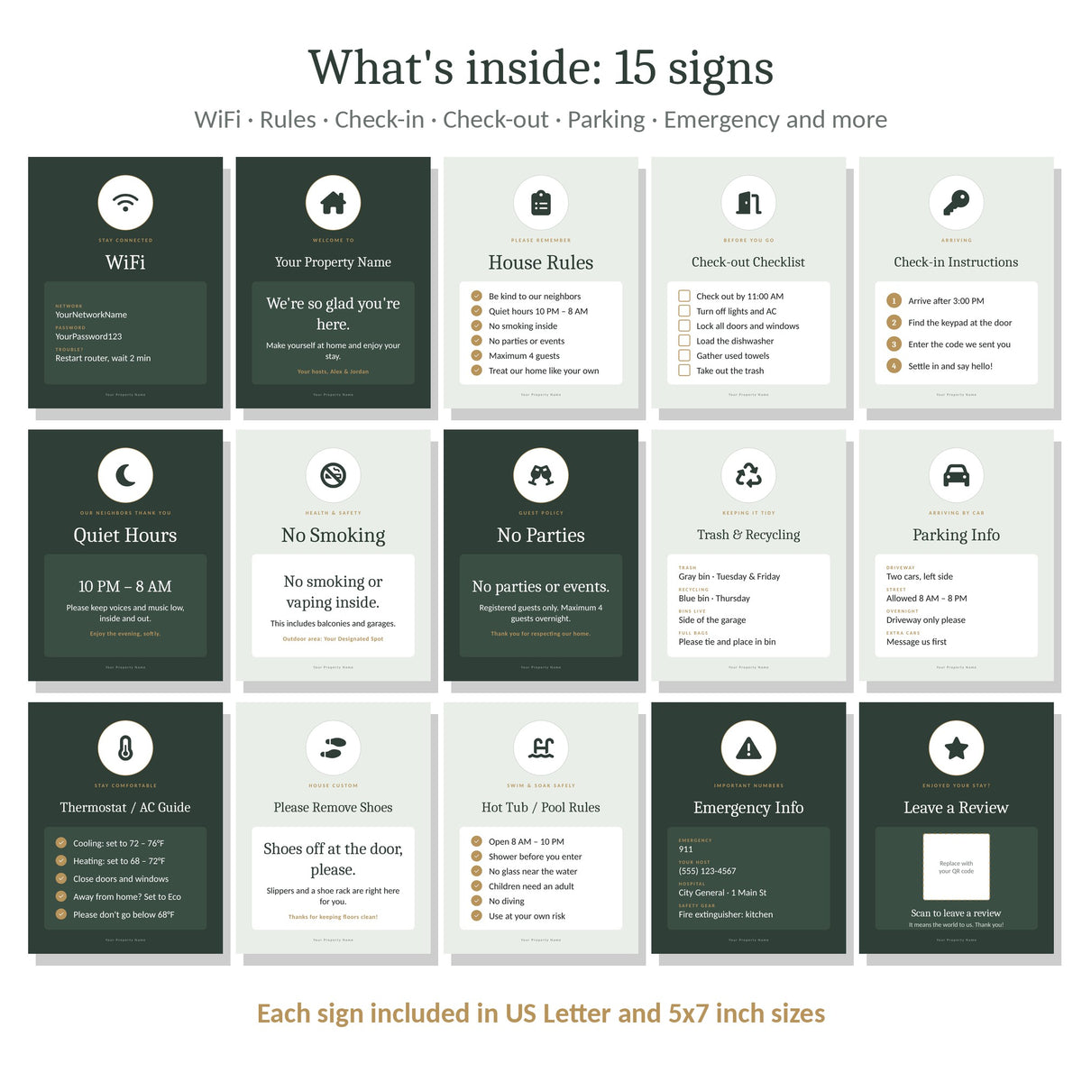 All 15 signs included