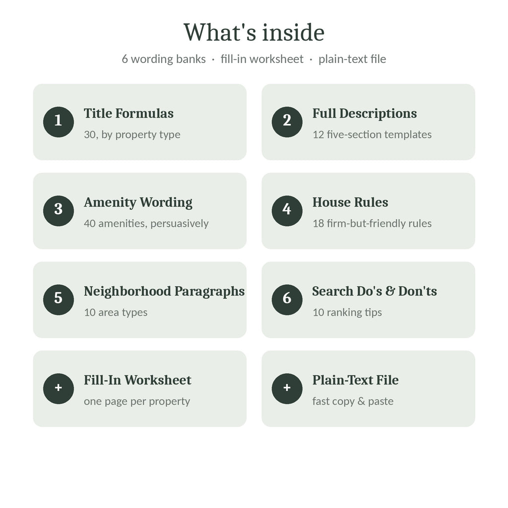 Contents of the Listing Description Templates