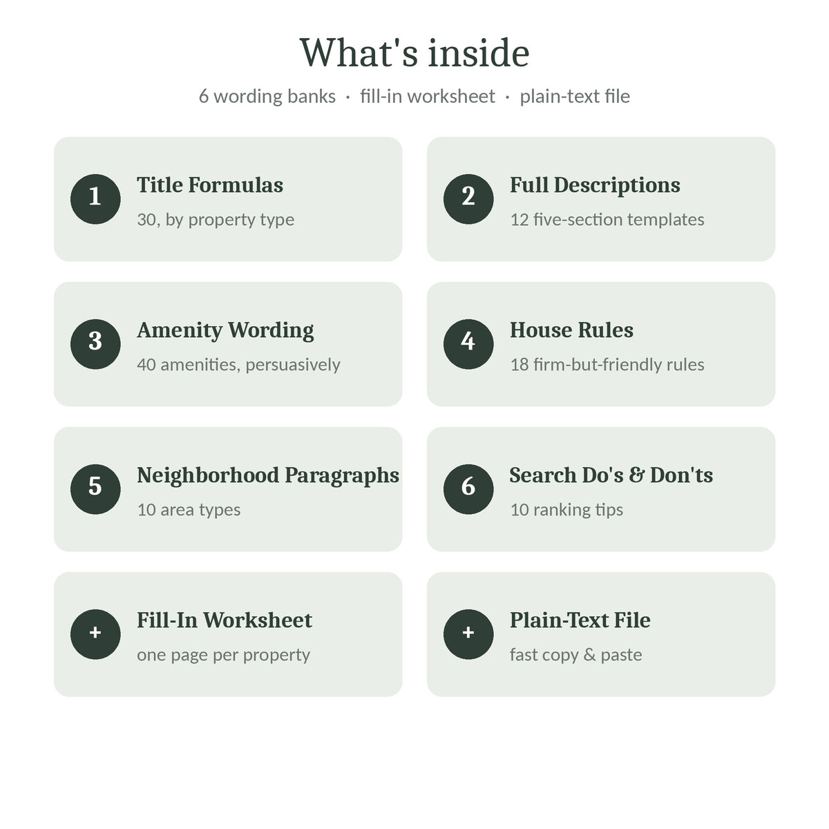 Contents of the Listing Description Templates