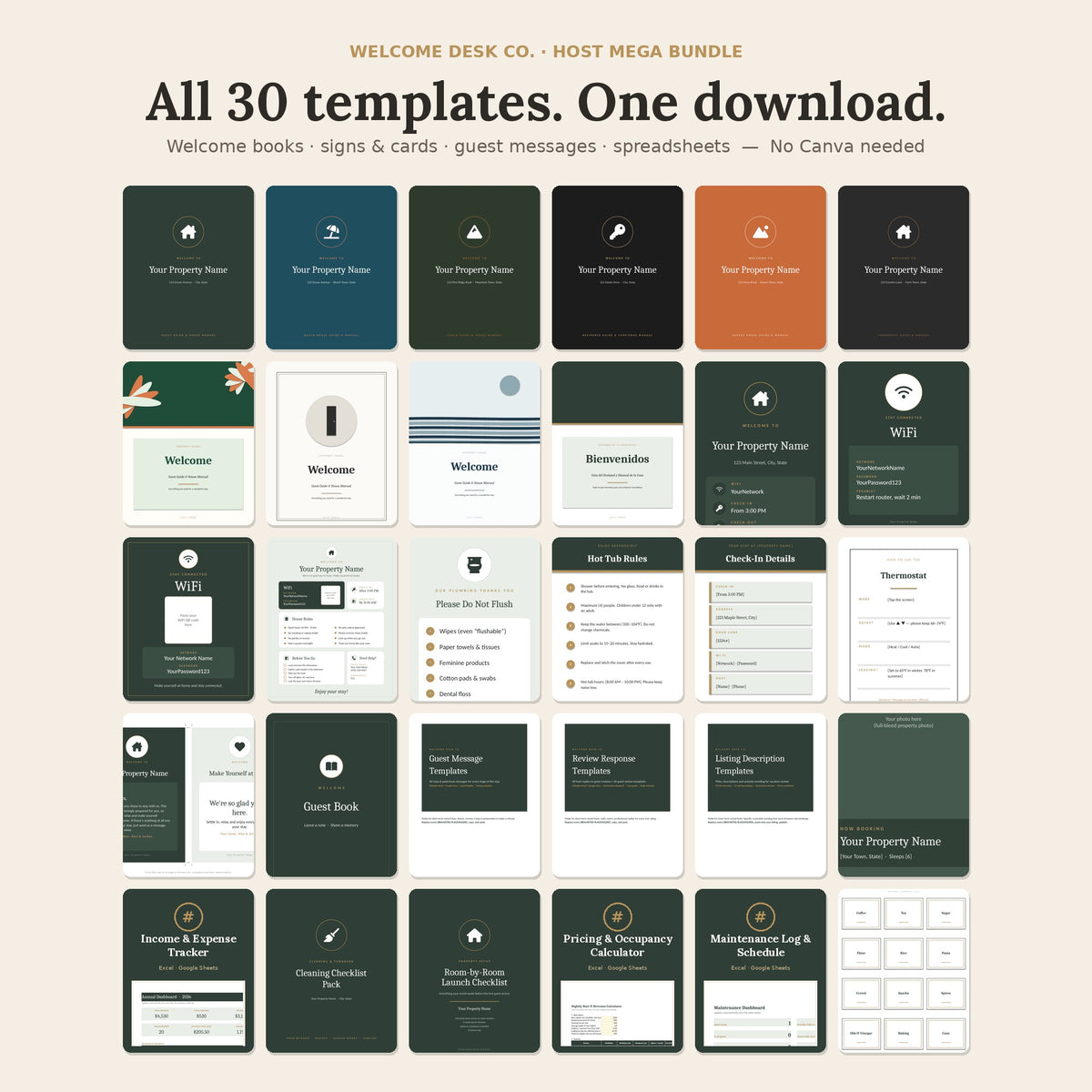 Airbnb host mega bundle – all 30 editable templates
