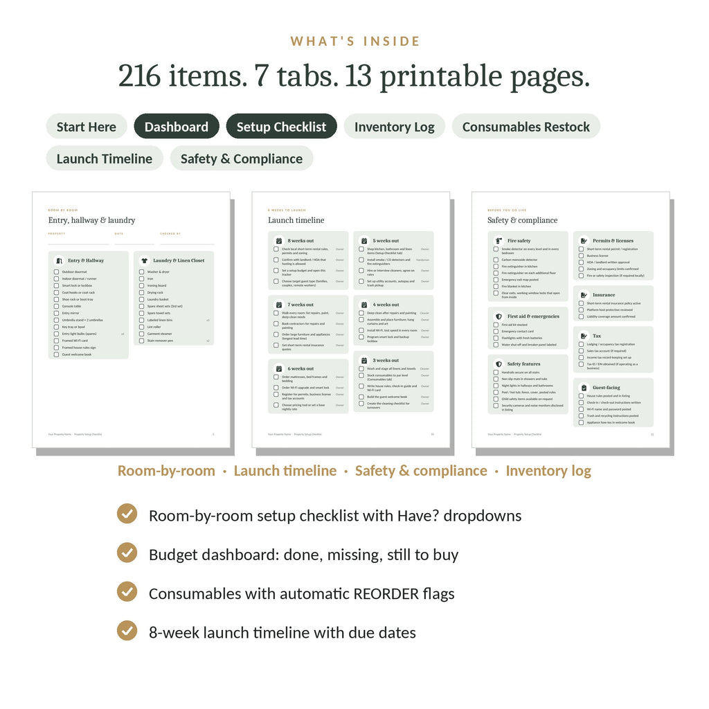 What's inside the setup checklist pack