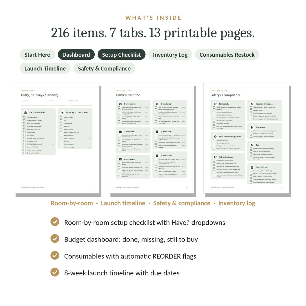 What's inside the setup checklist pack