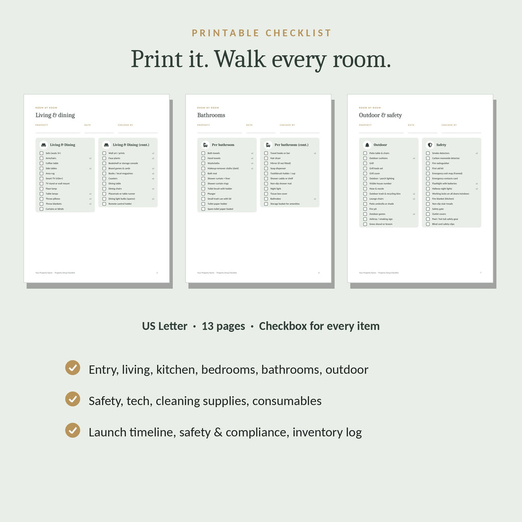 Printable room-by-room checklist