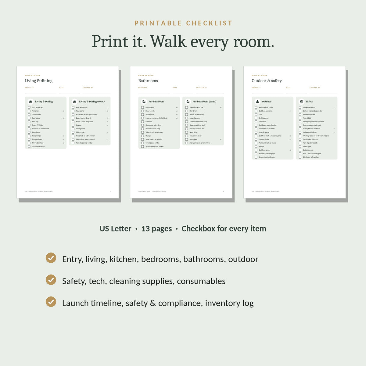 Printable room-by-room checklist