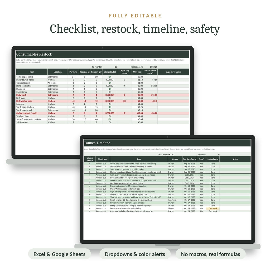 Editable in Excel and Google Sheets