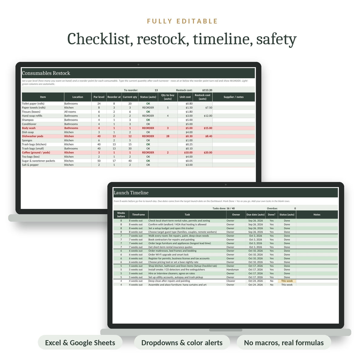 Editable in Excel and Google Sheets