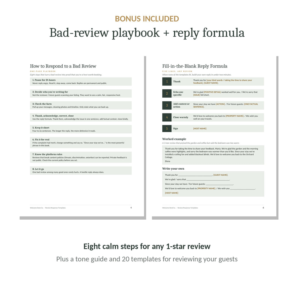 Bad-review playbook and reply formula