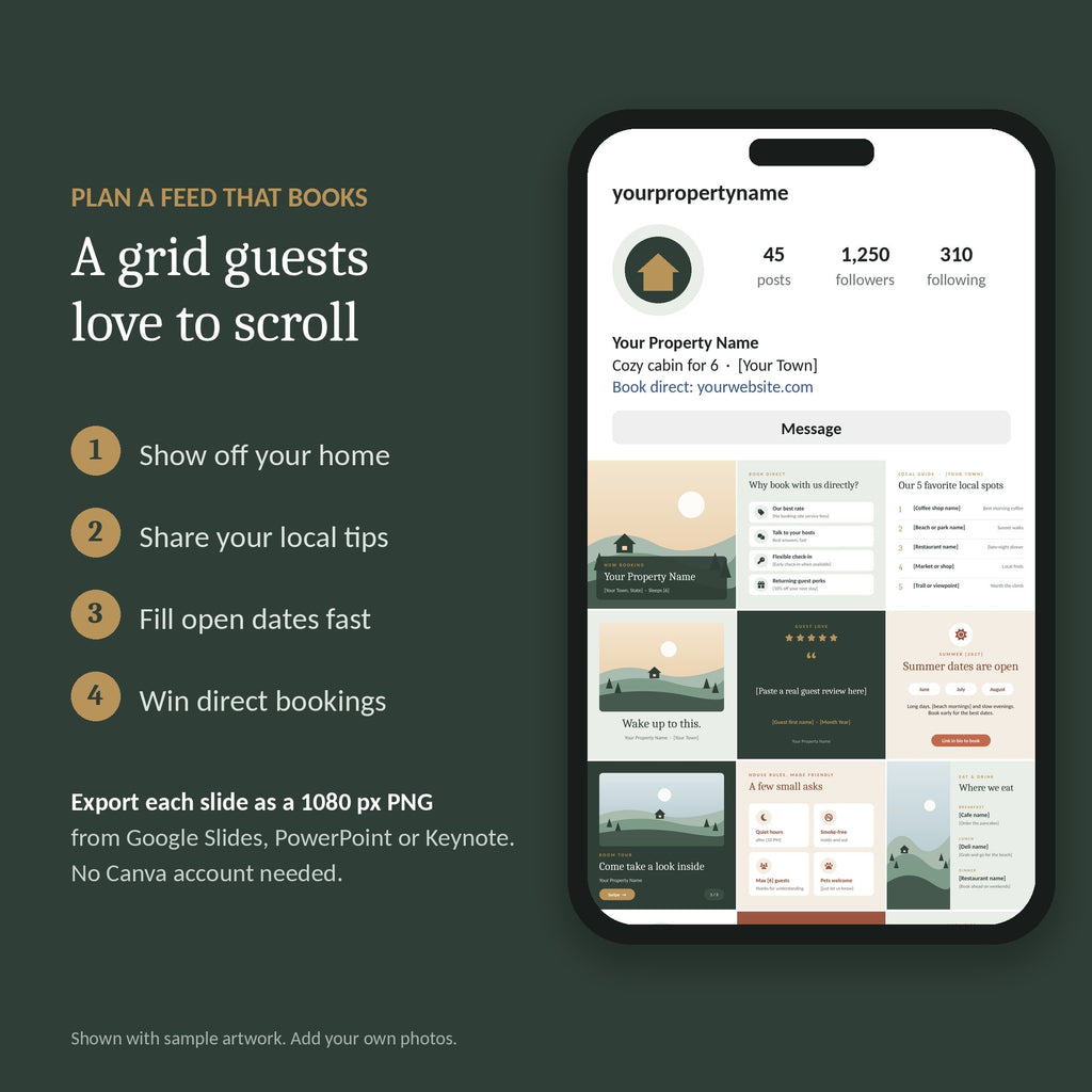 Instagram feed made with the vacation rental templates