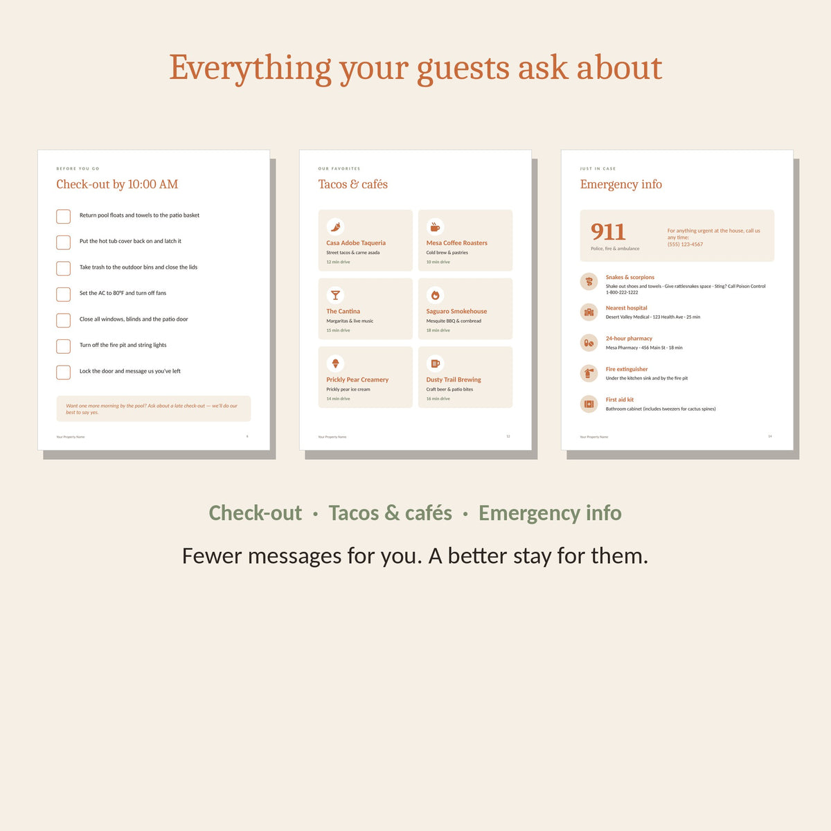 Sample pages from the Boho Desert welcome book