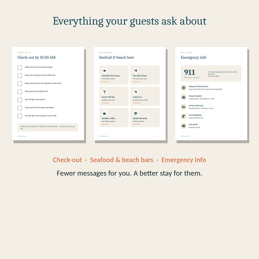 Coastal welcome book sample pages