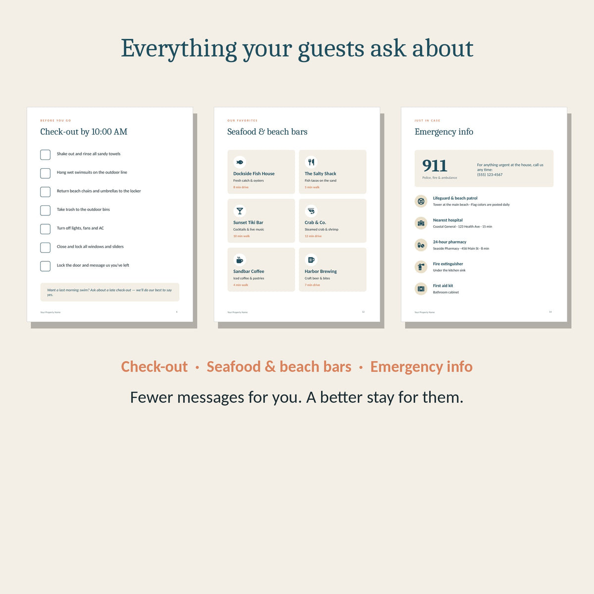 Coastal welcome book sample pages