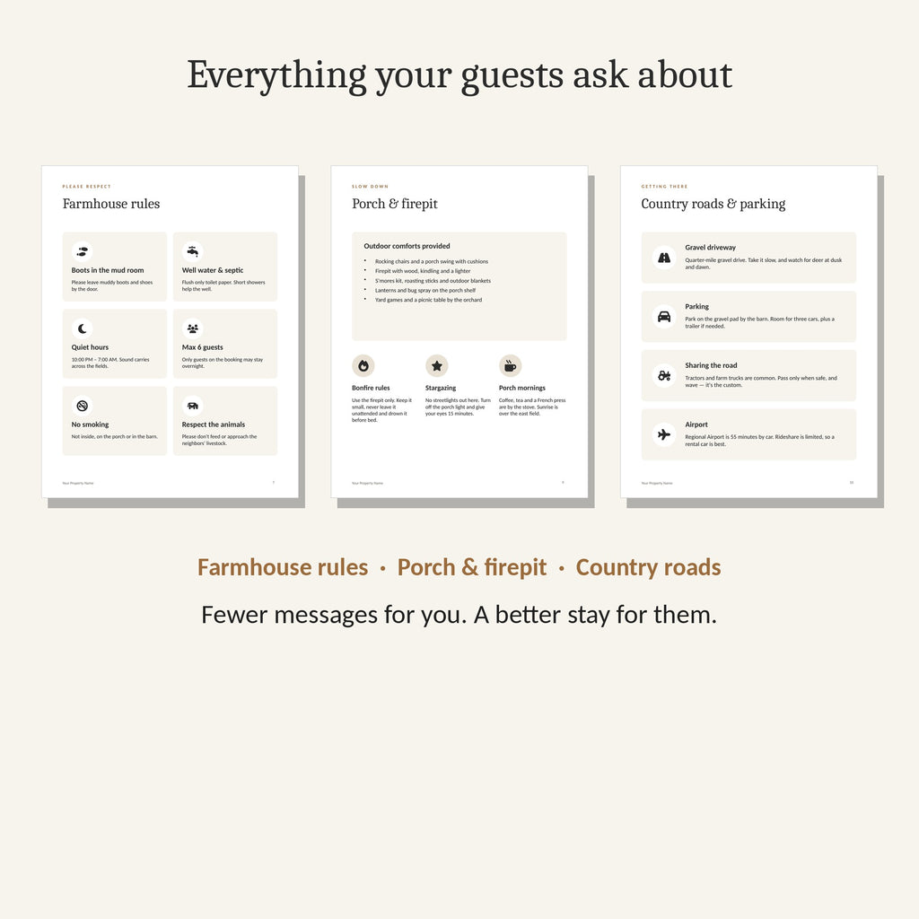 Sample pages from the Modern Farmhouse welcome book
