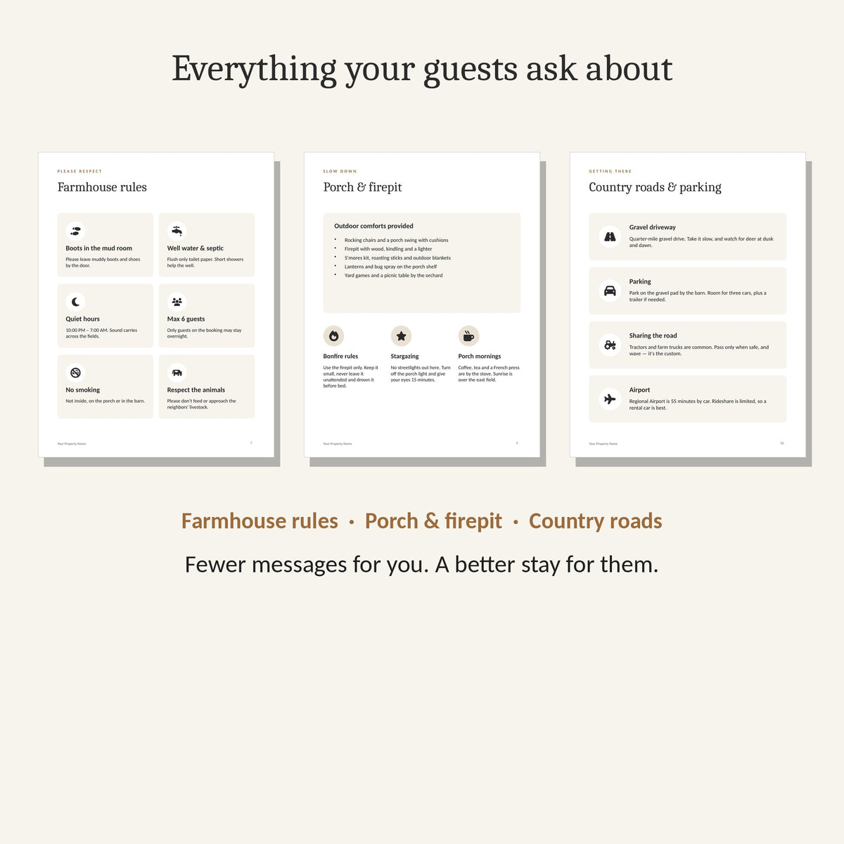 Sample pages from the Modern Farmhouse welcome book
