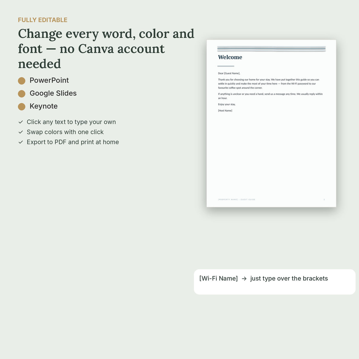 Lake House Airbnb Welcome Book Template – 18 Pages, No Canva – fully editable, no Canva needed