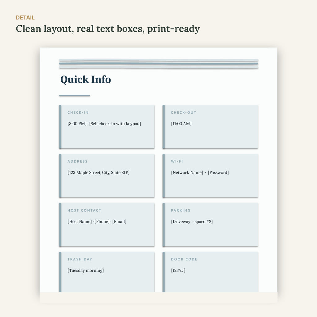 Lake House Airbnb Welcome Book Template – 18 Pages, No Canva – page detail