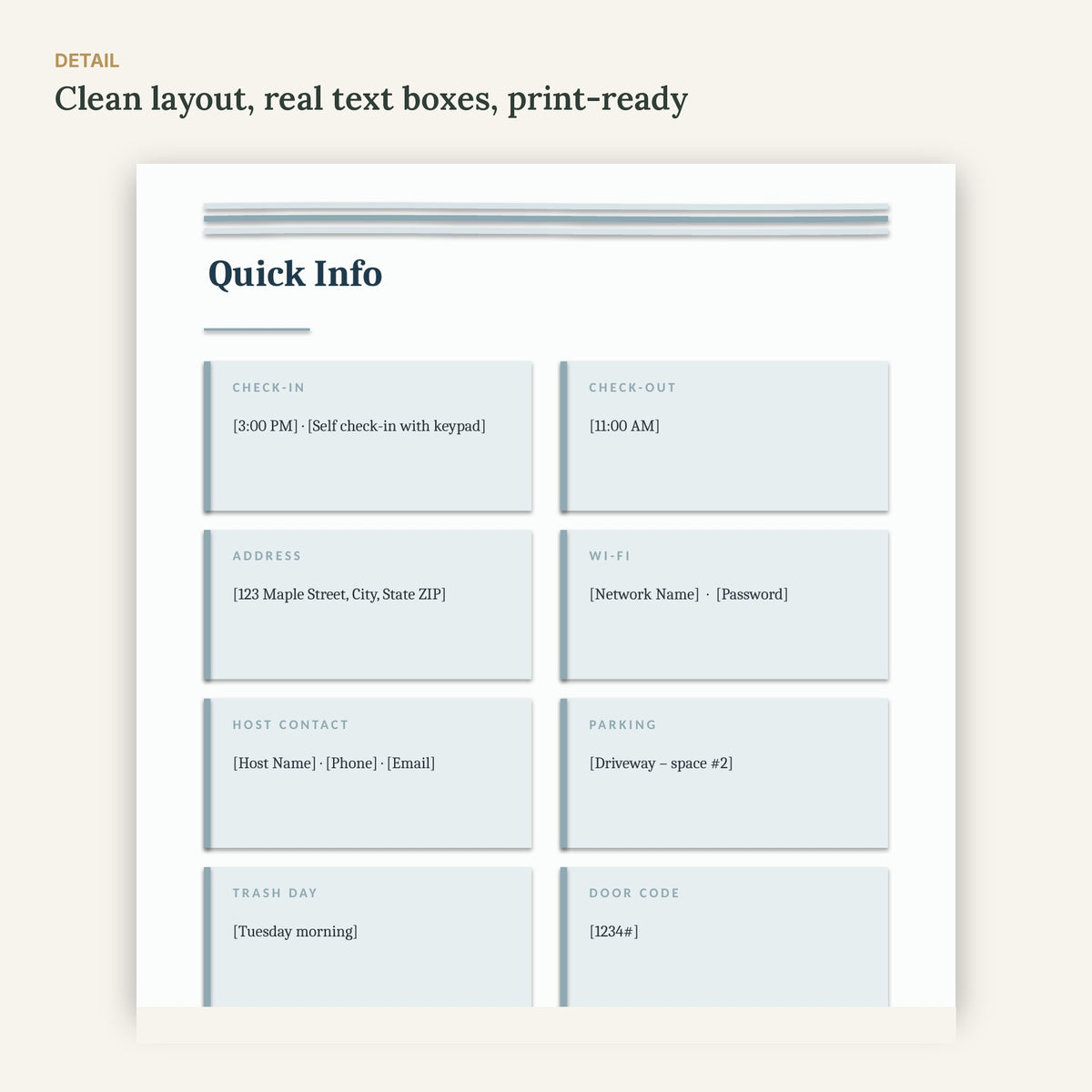 Lake House Airbnb Welcome Book Template – 18 Pages, No Canva – page detail