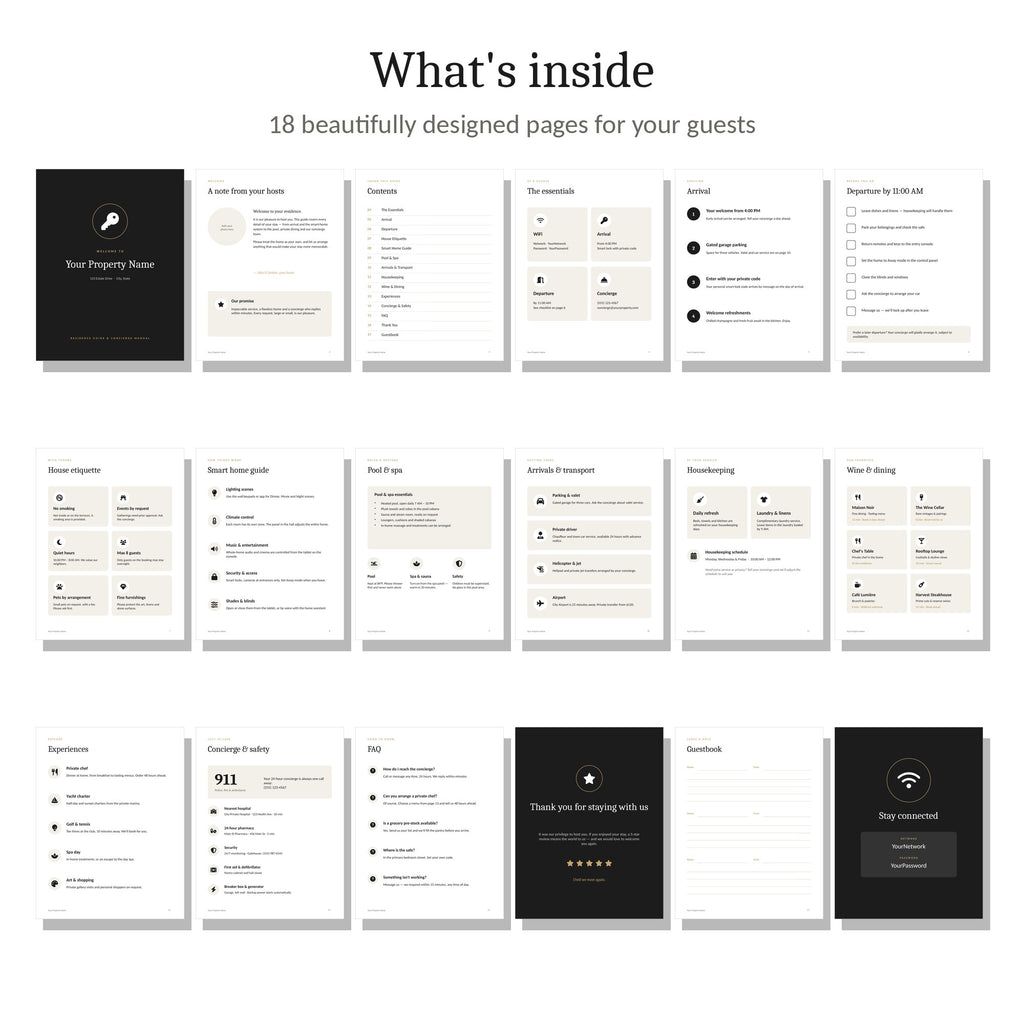 What's inside the luxury welcome book