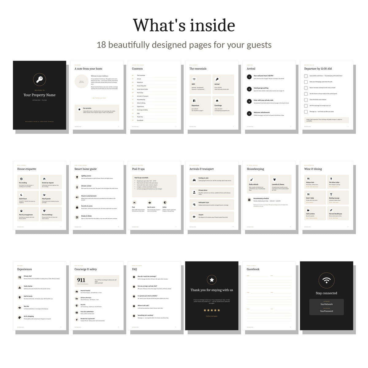 What's inside the luxury welcome book