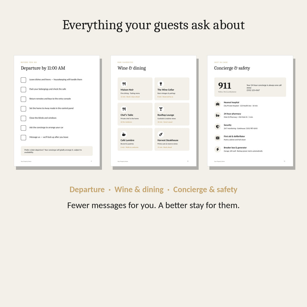Luxury welcome book sample pages