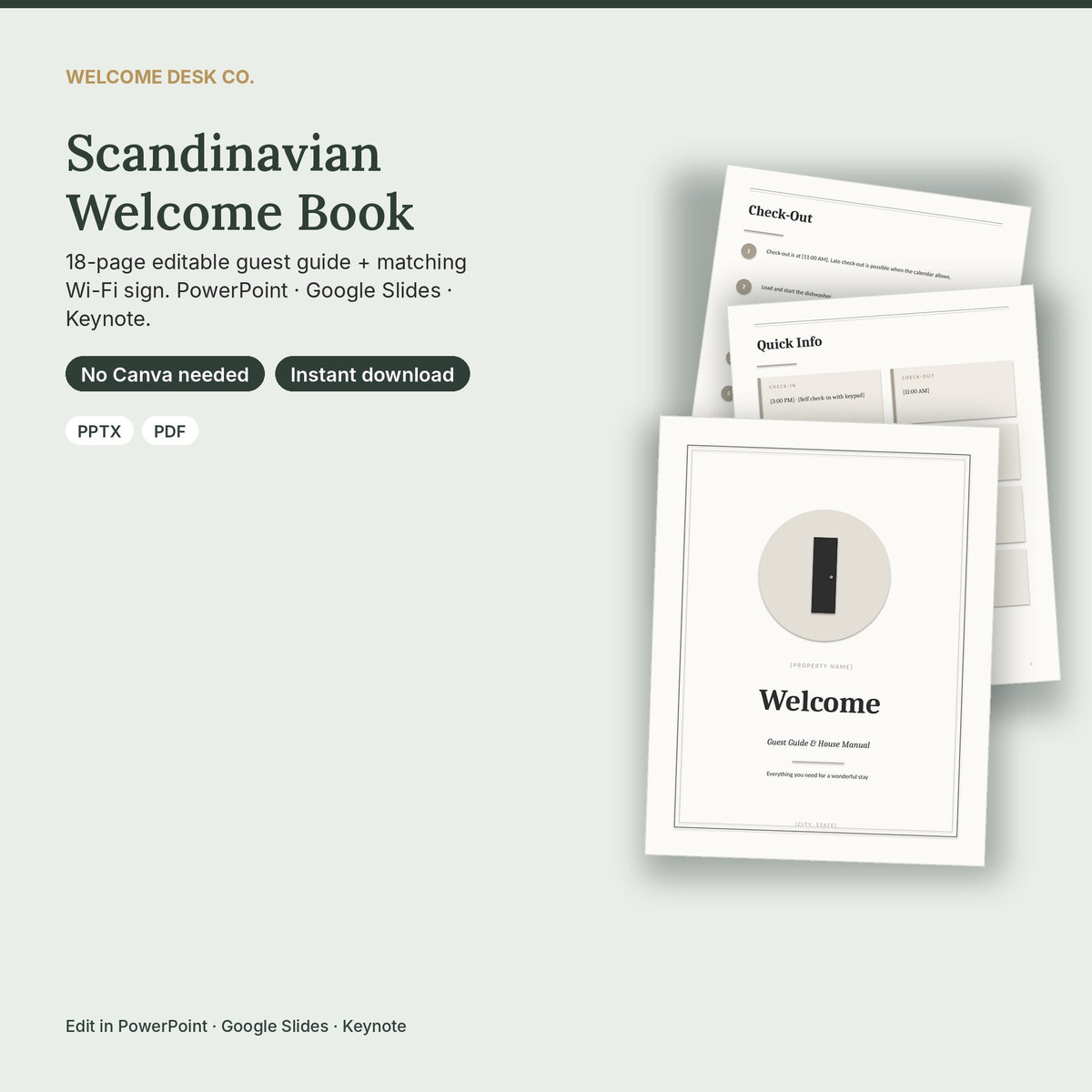 Scandinavian Airbnb Welcome Book Template – Minimalist, No Canva