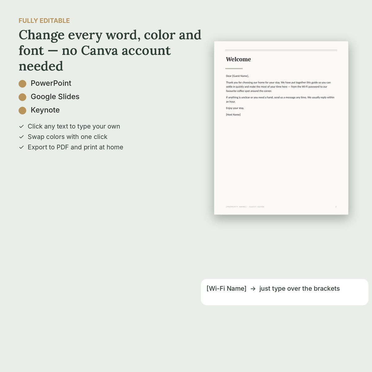 Scandinavian Airbnb Welcome Book Template – Minimalist, No Canva – fully editable, no Canva needed