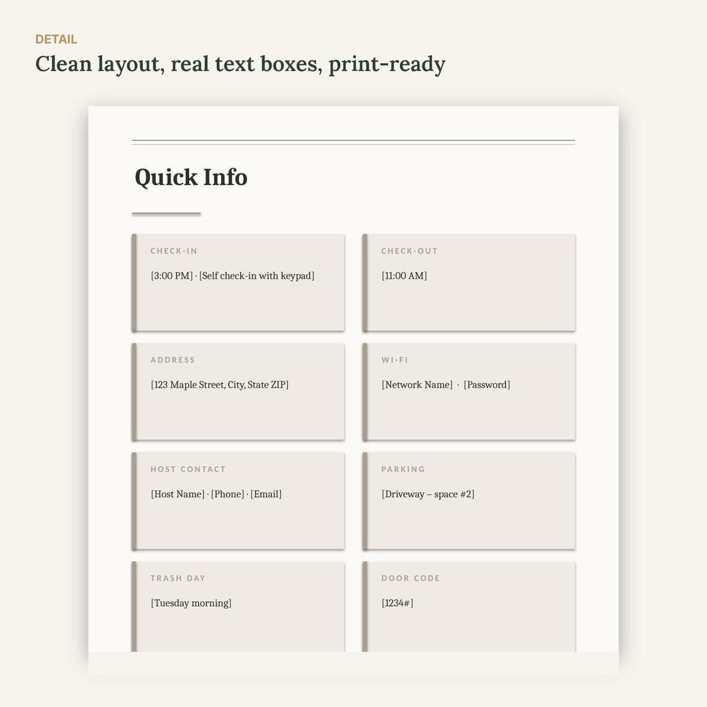 Scandinavian Airbnb Welcome Book Template – Minimalist, No Canva – page detail