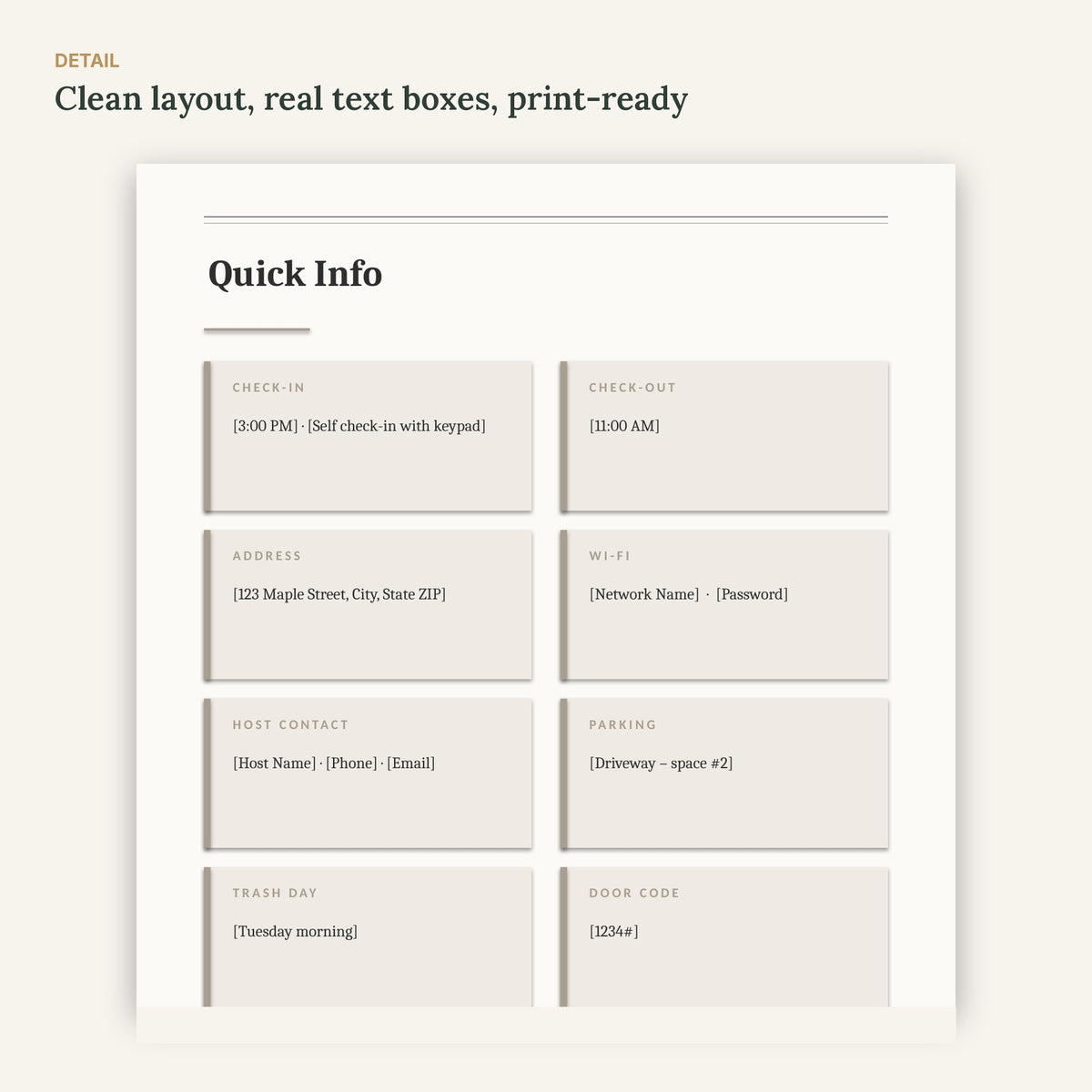 Scandinavian Airbnb Welcome Book Template – Minimalist, No Canva – page detail
