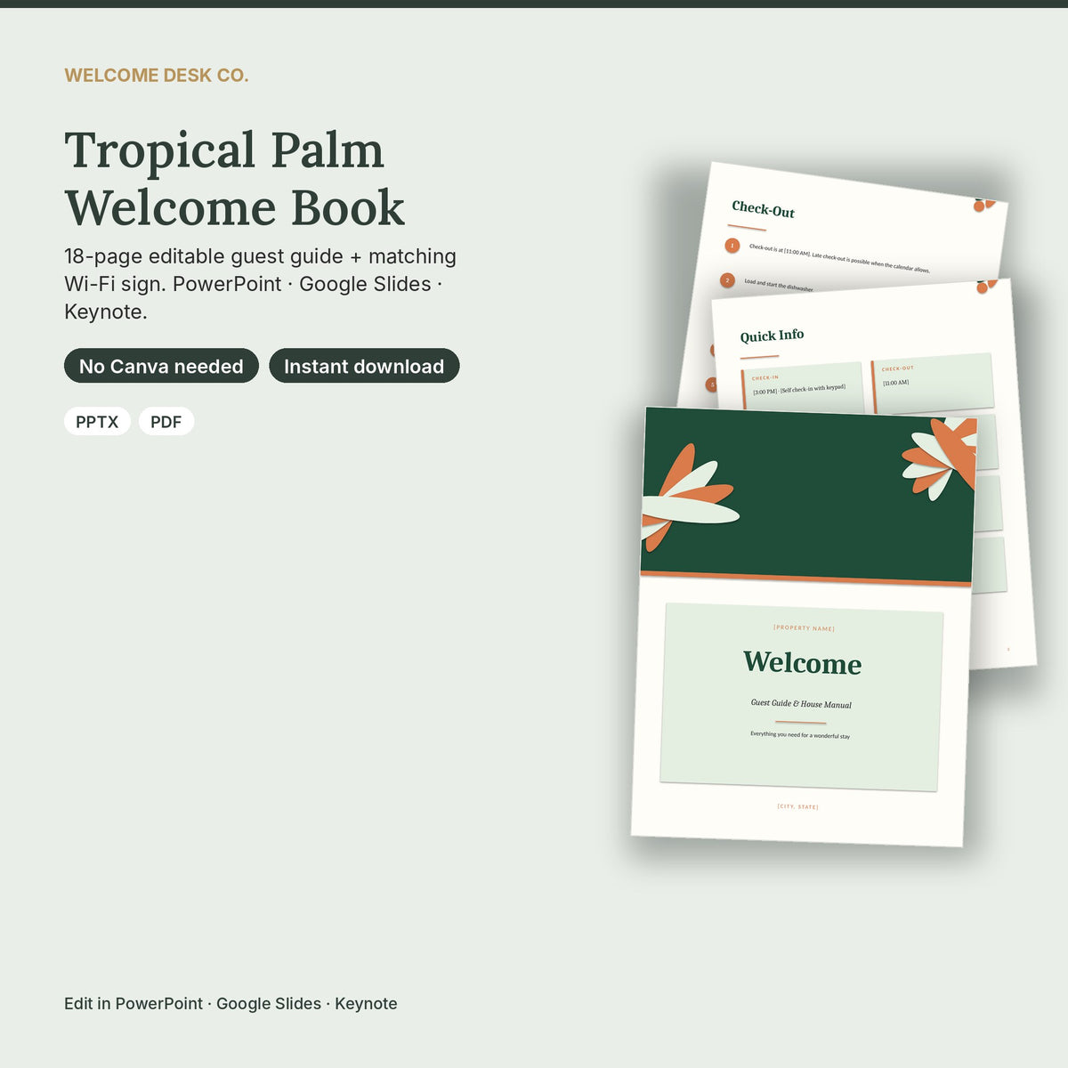 Tropical Airbnb Welcome Book Template – 18 Pages, No Canva